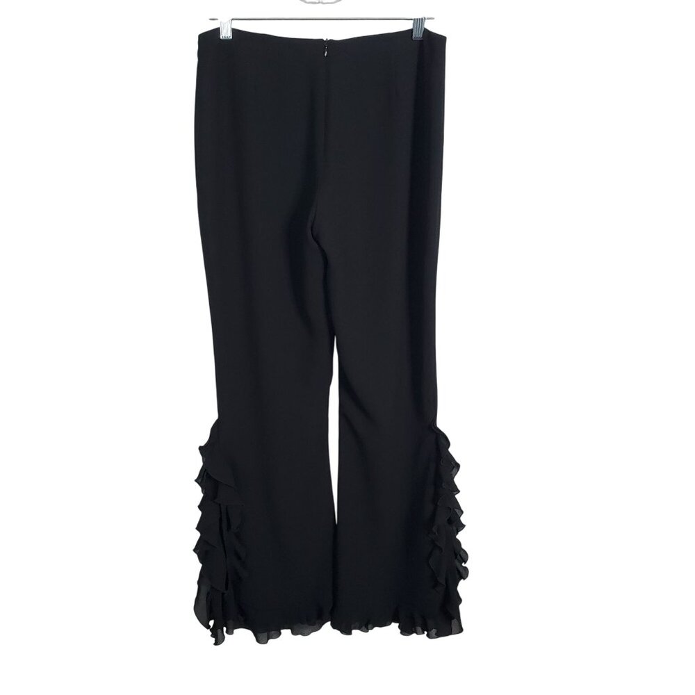Cache Size 8 Pants Chiffon Rumba Ruffle Flare Slit Legs Layers Flowy Dance Party - Picture 2 of 10